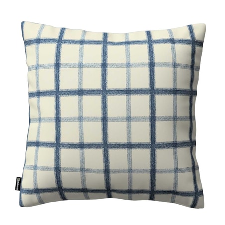 Poszewka Kinga na poduszkę 50x50 niebieska kratka tle ecru