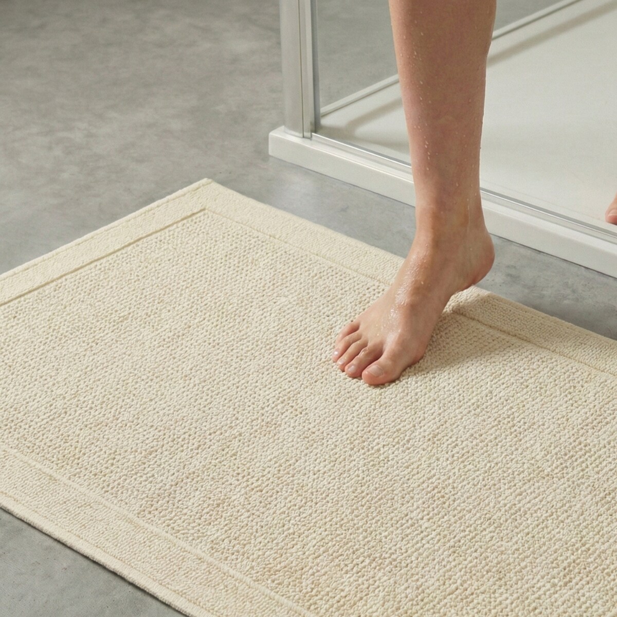 Komplet 2 szt Dywanik bawełniany 50x80 cm Lino antypoślizgowy egipski do prania pokoju łazienki zestaw Ramka beżowy