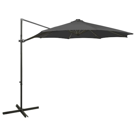 vidaXL Parasol wiszący z lampkami LED i słupkiem, antracytowy, 300 cm