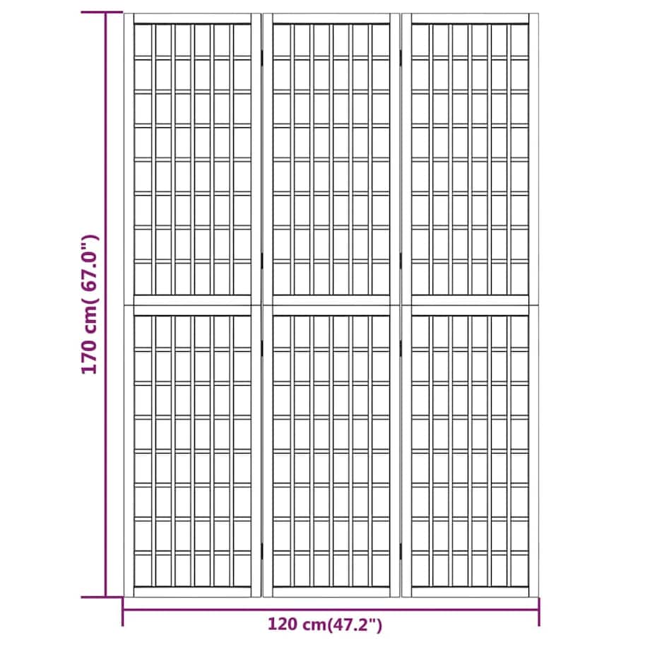 vidaXL Składany parawan 3-panelowy, styl japoński, 120x170 cm, czarny
