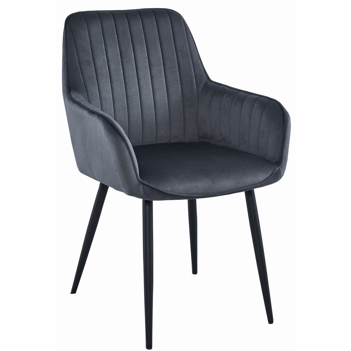 Krzesło Do Jadalni Kuchni Salonu Solden - Aksamit Ciemny Szary / Nogi Czarne
