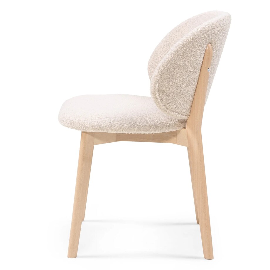 Krzesło SELMA - VIII jasnobeżowe/buk/boucle 79x48x48 cm