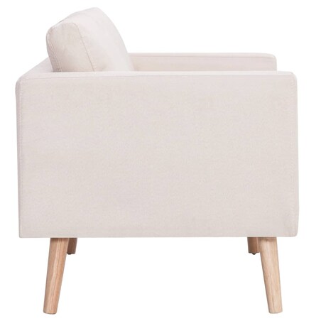 vidaXL Sofa 2-osobowa, materiałowa, kremowa