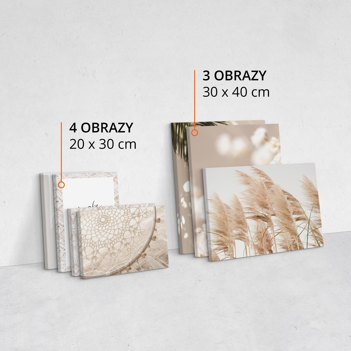 ZESTAW OBRAZÓW DO SYPIALNI TRAWY PAMPASOWE MAKRAMA STYL BOHO 110x80cm