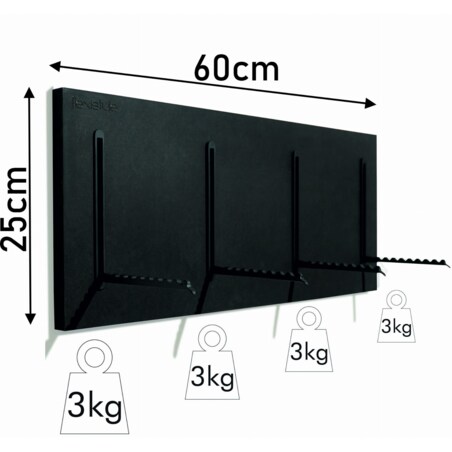 Wieszak na Ubrania czarny 25x60cm na kurtki