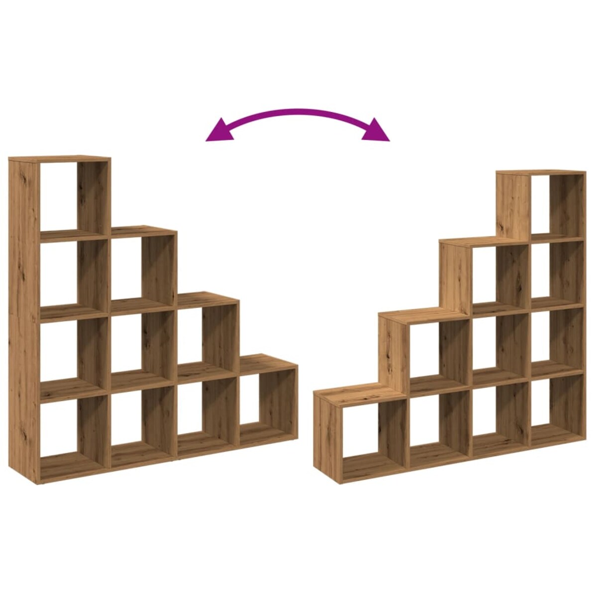 vidaXL Regał przegroda, 4 poziomy, dąb artisan, 131,5x29x131,5 cm