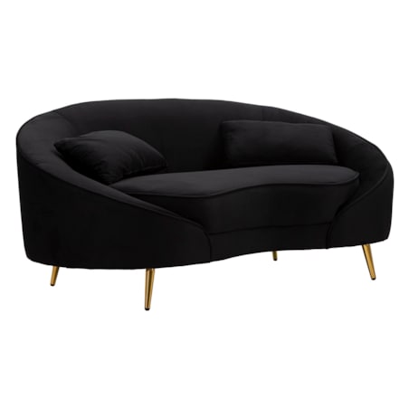 Sofa Oslo, kolor czarny i złoty, poliester, drewno eukaliptusowe i metal, 148 x 84 x 68 cm, do salonu, Mauro Ferretti