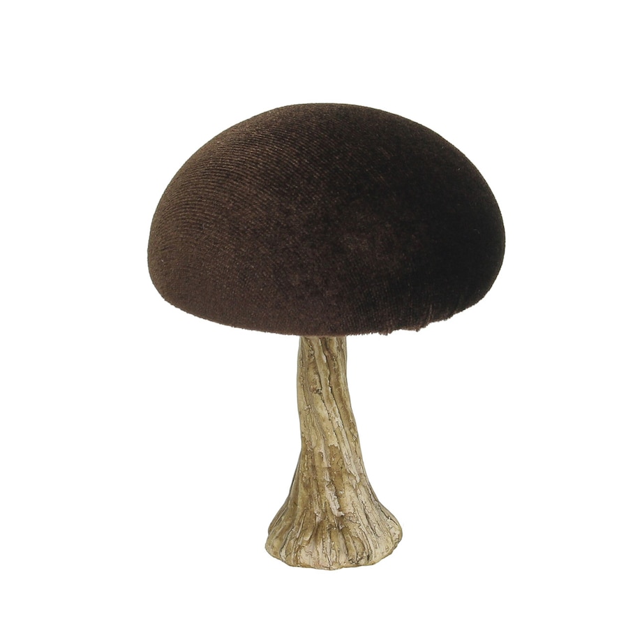 Dekoracja Velvet Mushroom 10 cm brown, 9x10 cm