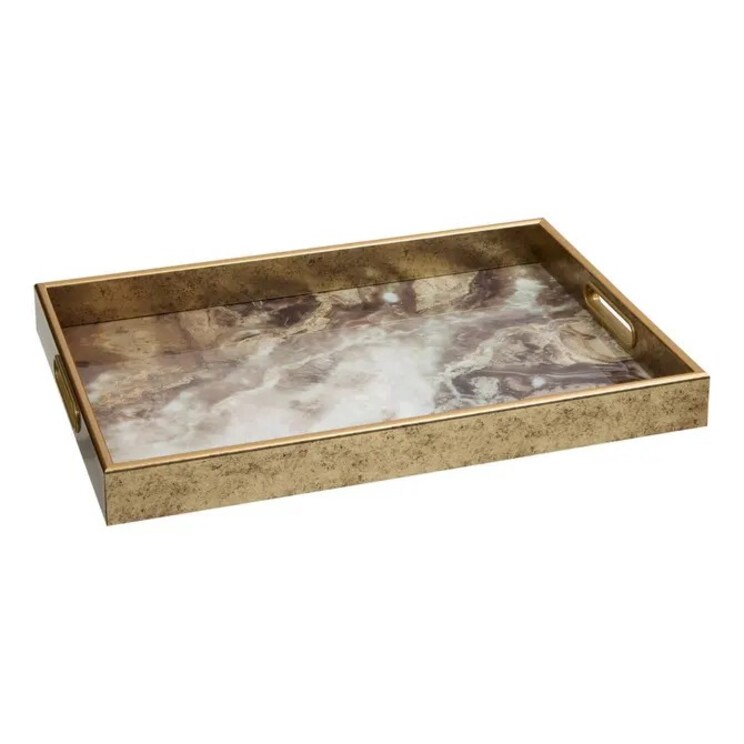 Taca dekoracyjna z motywem marmurowym, Elya, 43x30 cm