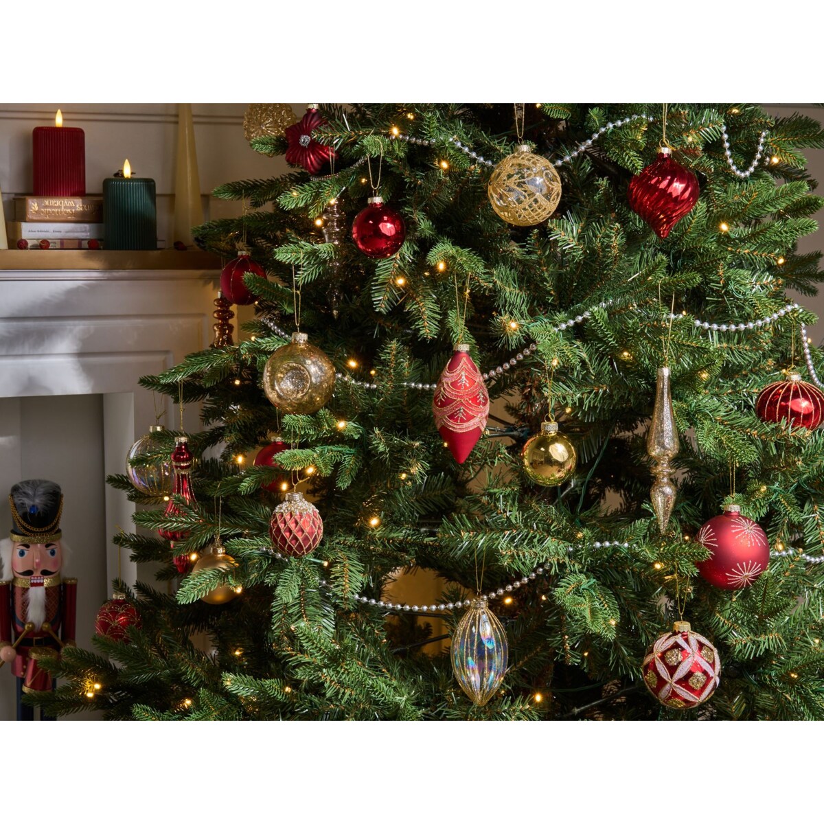 Zestaw 50 bombek SPARKLE Szkło Czerwony/ złoty