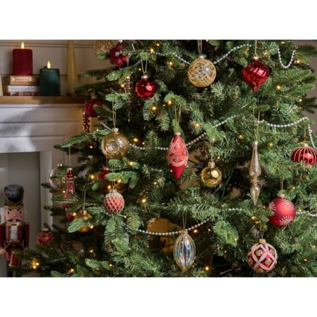 Zestaw 50 bombek SPARKLE Szkło Czerwony/ złoty