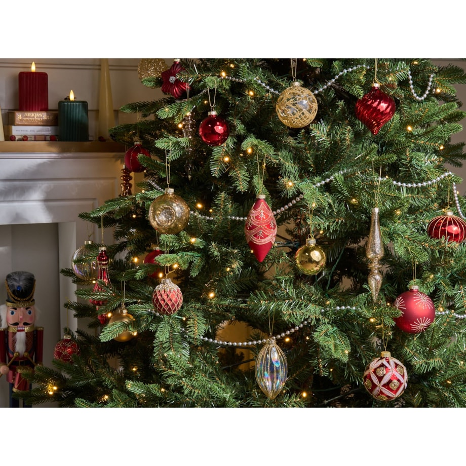 Zestaw 50 bombek SPARKLE Szkło Czerwony/ złoty