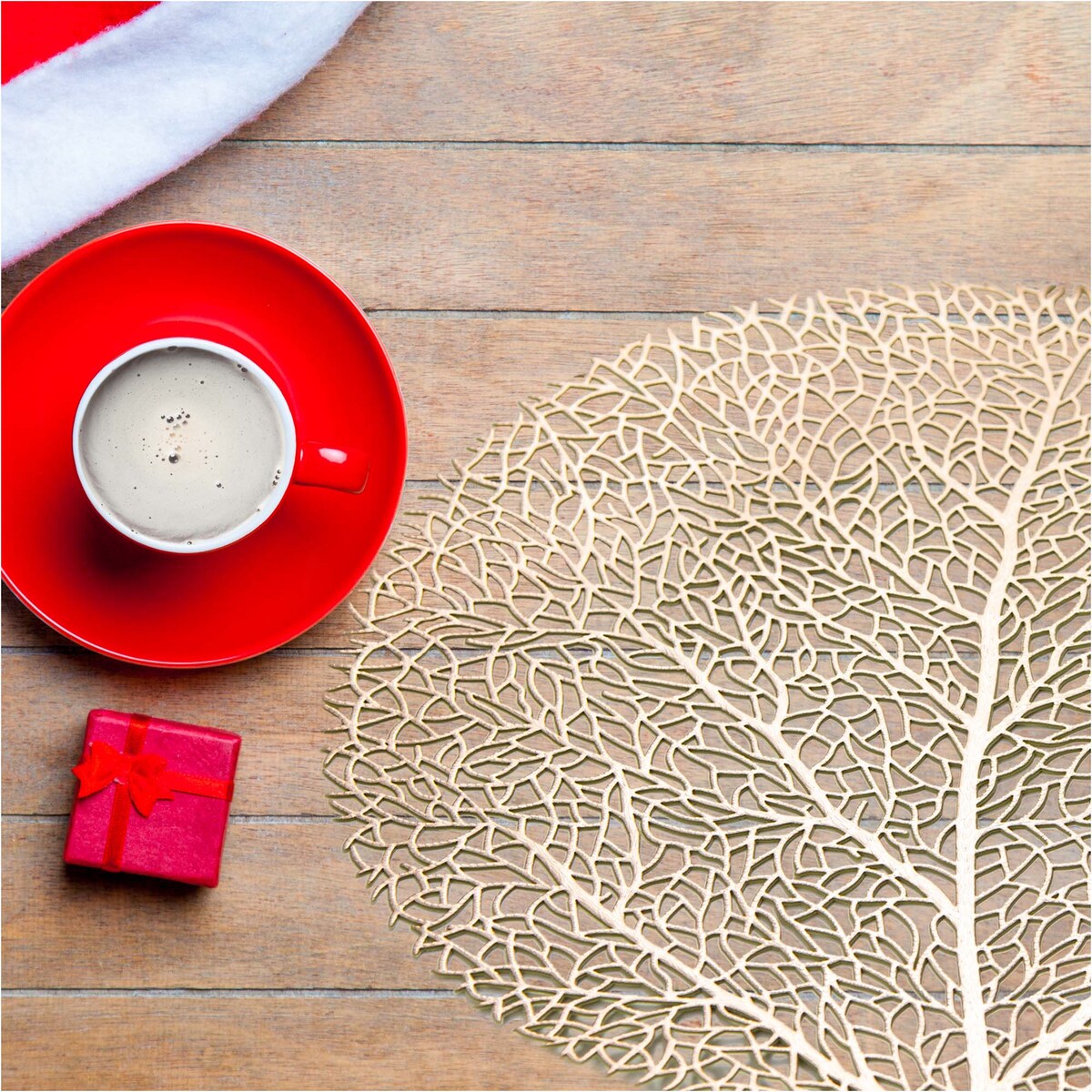 Podkładka Ażurowa Na Stół Mata Stołowa Pod Talerz Ozdoba 38 Cm Drzewo Pvc Złota