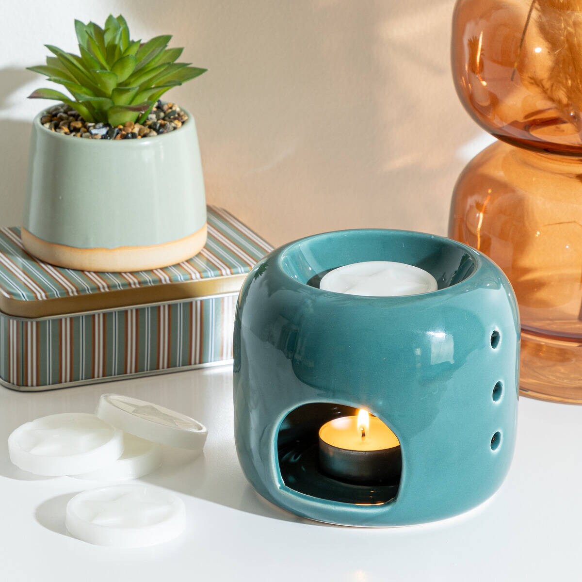 Kominek do wosku ceramiczny + 5 wosków zapachowych