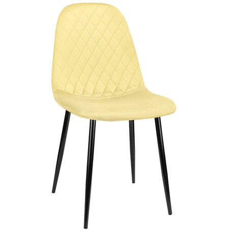 Krzesło tapicerowane welurowe pikowane nowoczesne żółte