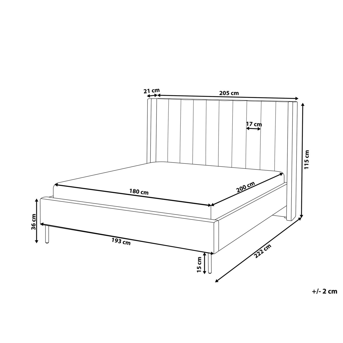 Łóżko welurowe 180 x 200 cm beżowoszare VILLETTE