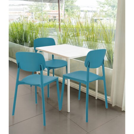 4 x Krzesło plastikowe LARA wygodne marine