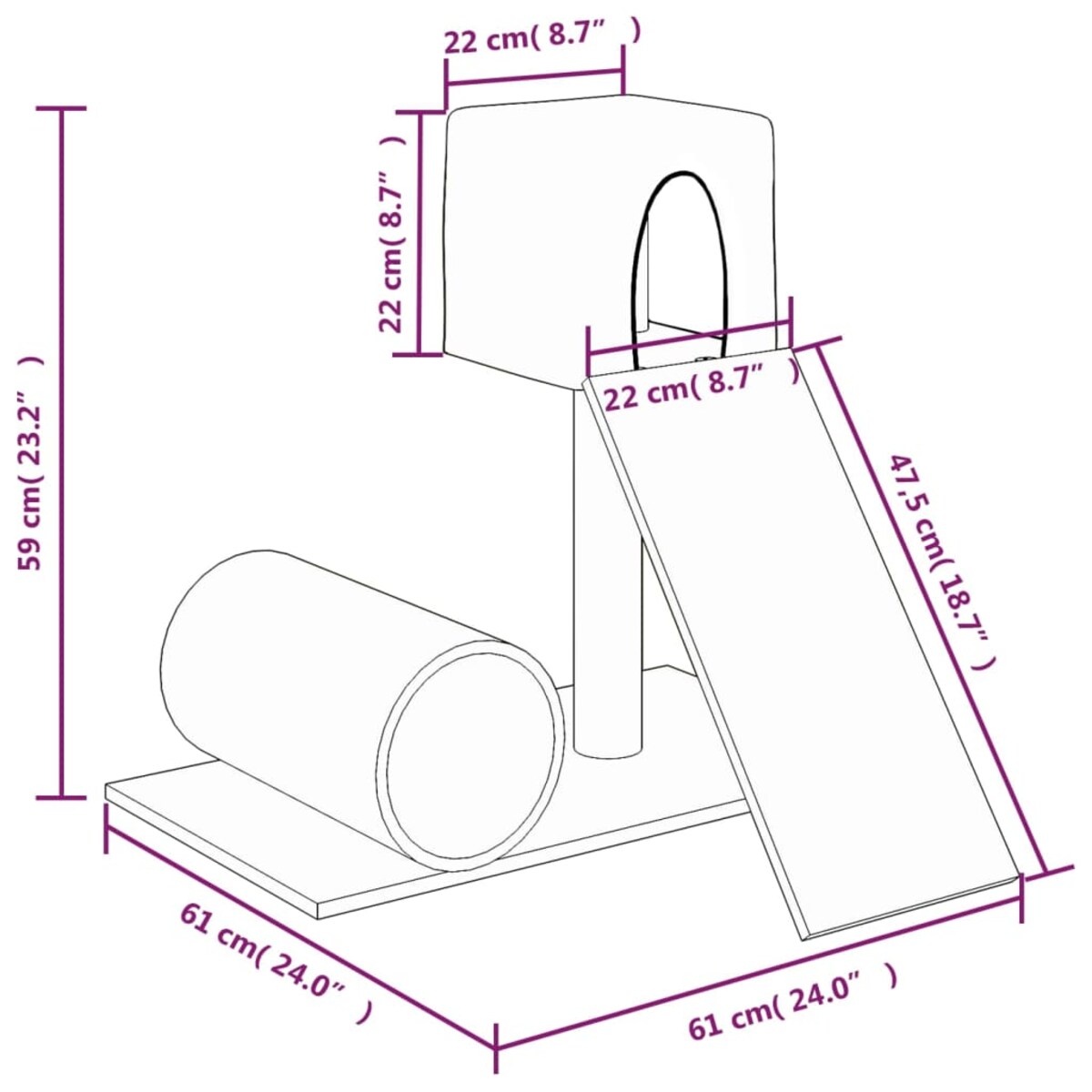 vidaXL Drapak dla kota z sizalowym słupkiem, kremowy, 59 cm
