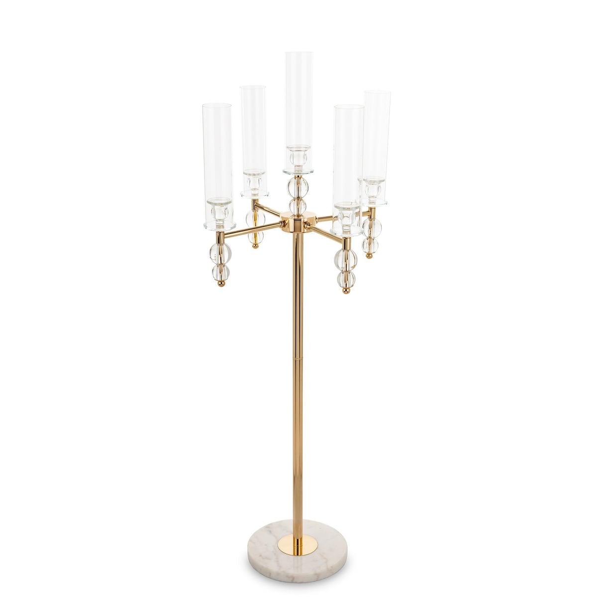 Świecznik metalowo-szklany wysoki 5 ramienny 123x46x46 cm GAVIA