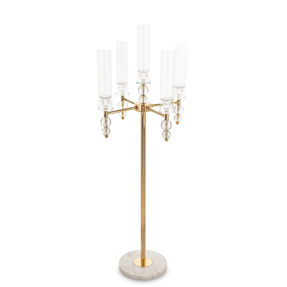 Świecznik metalowo-szklany wysoki 5 ramienny 123x46x46 cm GAVIA