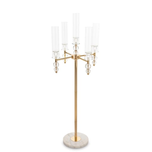 Świecznik metalowo-szklany wysoki 5 ramienny 123x46x46 cm GAVIA