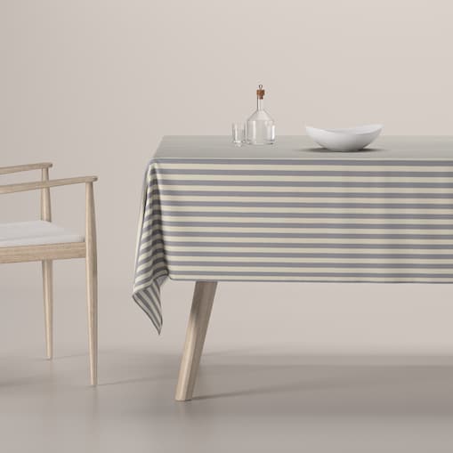 Obrus prostokątny 130 x 130 cm granatowo-białe pasy (1,5cm)