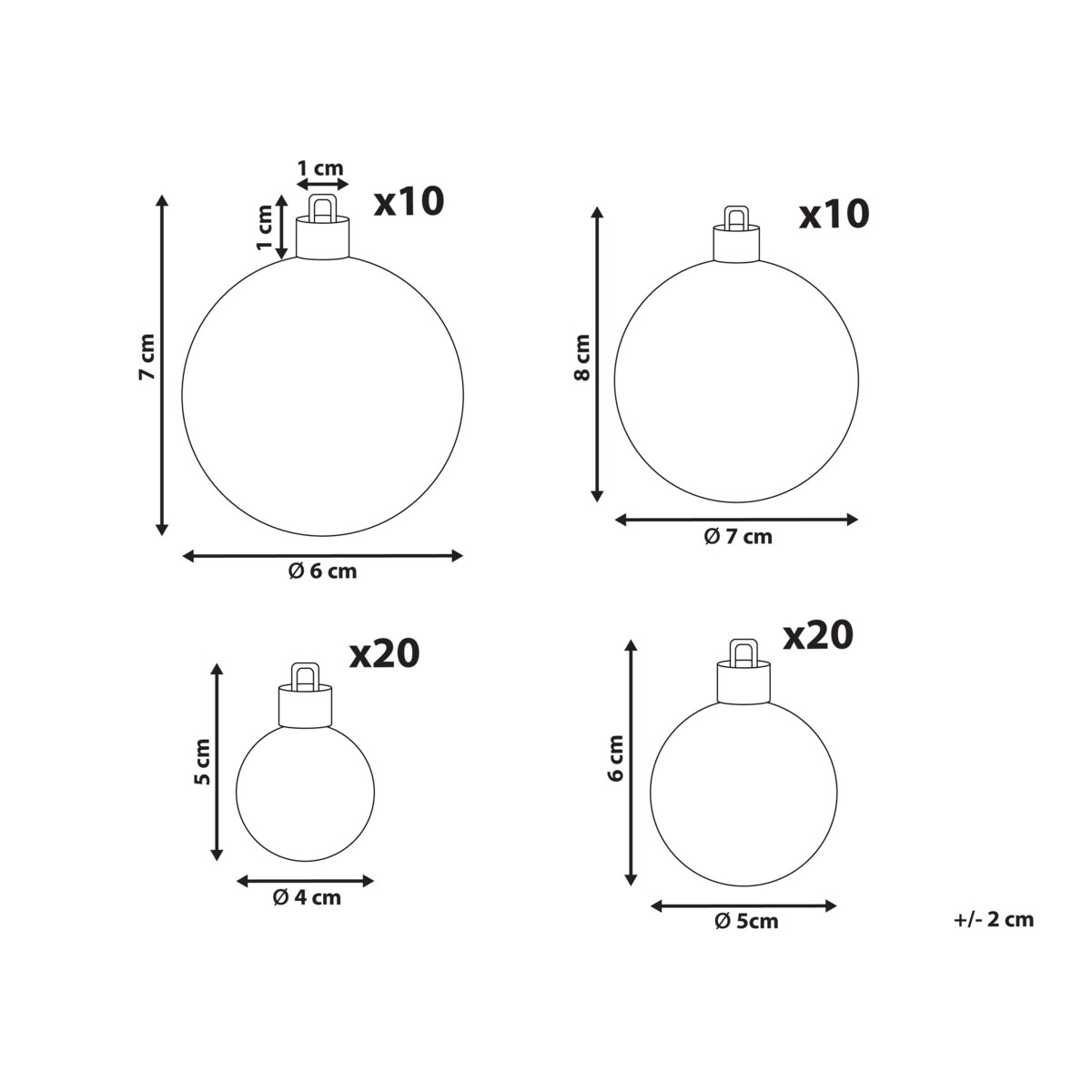 Zestaw 60 bombek TINNSJA Srebrny
