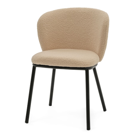 KRZESŁO TAPICEROWANE DO SALONU GLAMOUR TKANINA BOUCLE TEDDY BEŻOWE BARI