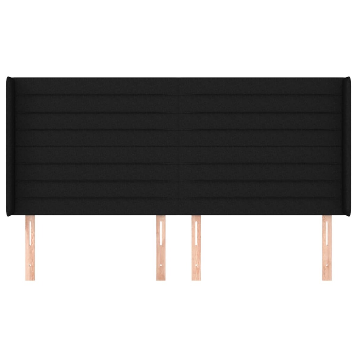 vidaXL Zagłówek uszak, czarny, 203x16x118/128 cm, tkanina