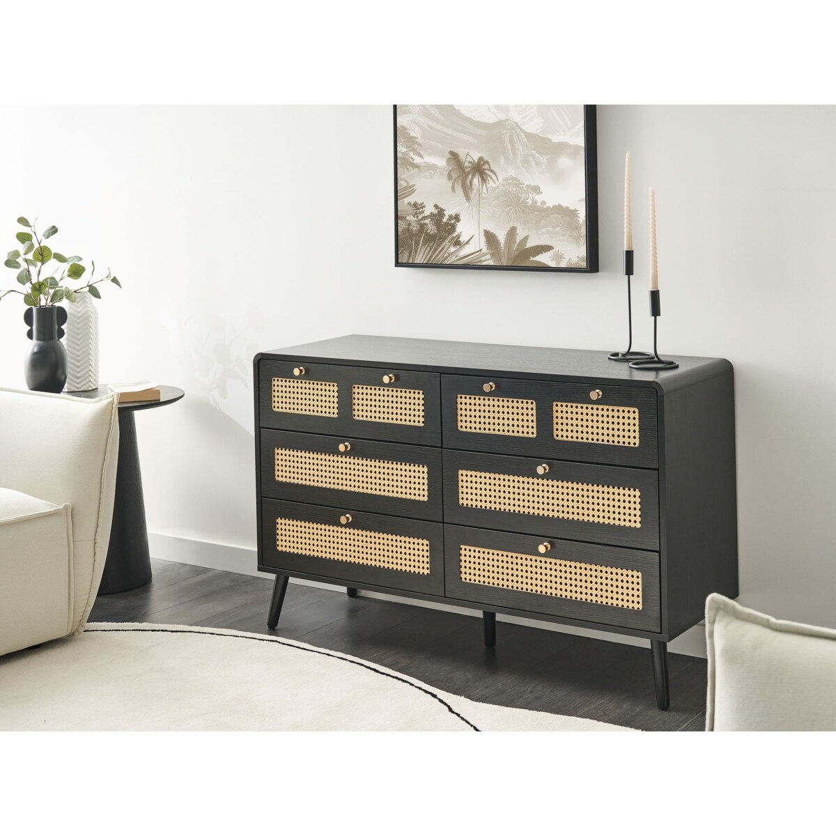 Komoda 6 szuflad MOURA Czarny