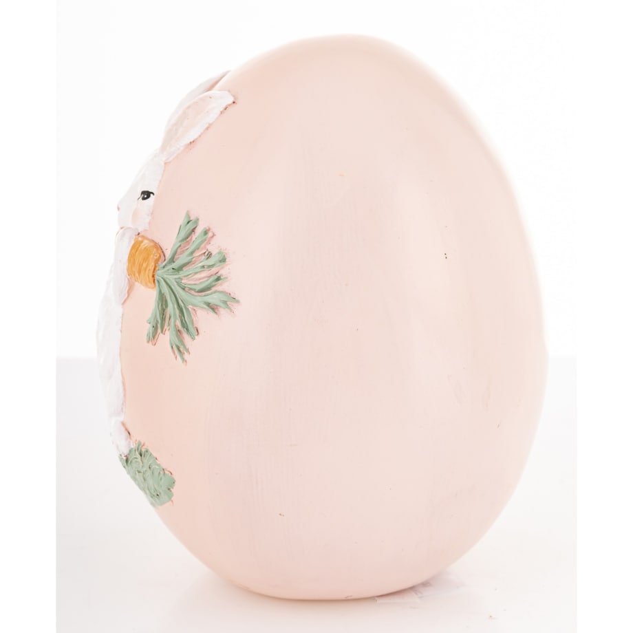 Dekoracja - jajko ozdobne 12x9x9 cm PISANKA różowa z królikiem