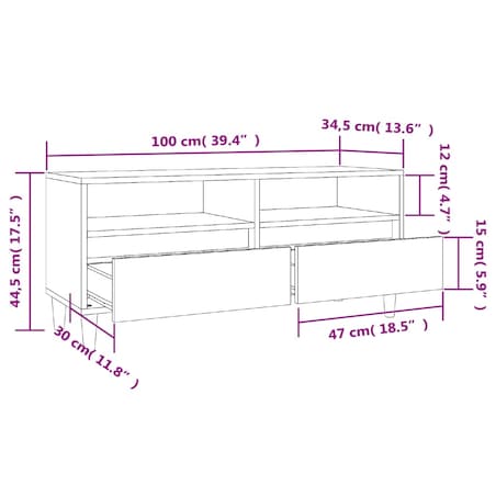 vidaXL Szafka pod TV, czarna, 100x34,5x44,5cm, materiał drewnopochodny