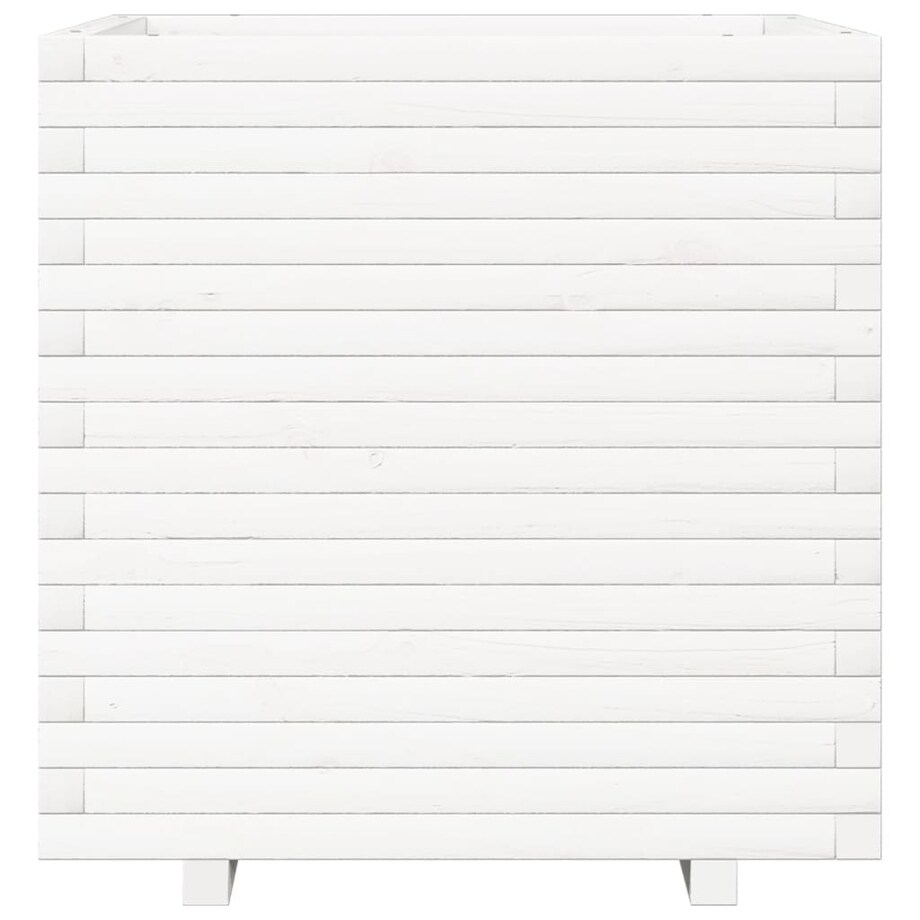 vidaXL Donica ogrodowa, biała, 70x70x72 cm, lite drewno sosnowe