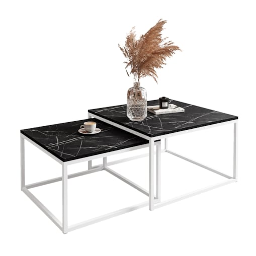 Stolik kawowy ława YOSHI 2w1 biały grigia pietra czarna 36/42 cm
