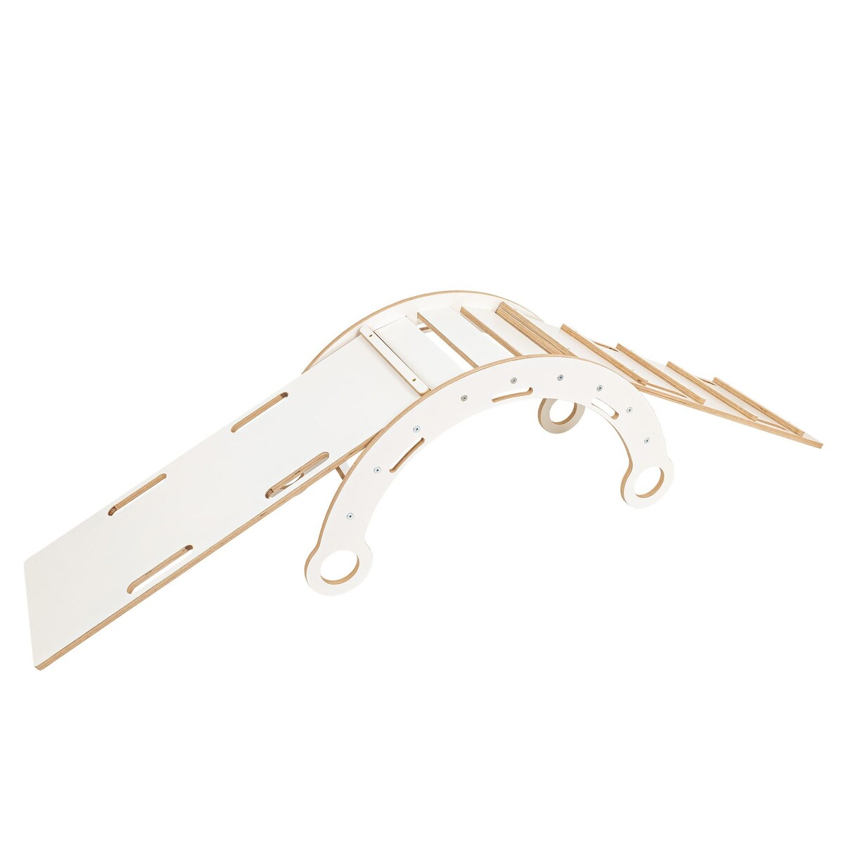 Large Dream Rocker Naturalne Drewno & Zjeżdżalnia & Drabinka z Beżową Poduszką