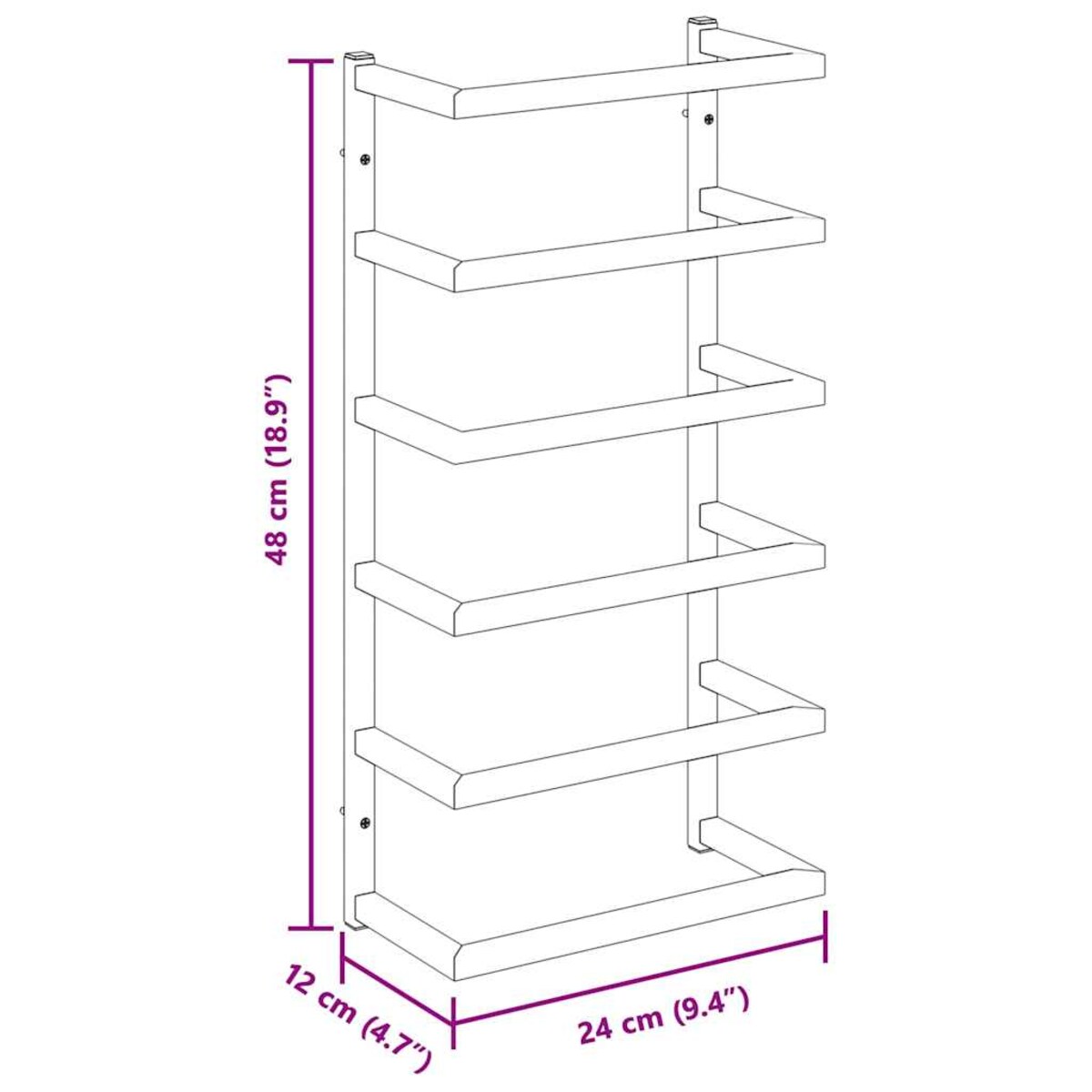 vidaXL Stojak na ręcznik, czarny, 24x12x48 cm, stalowy