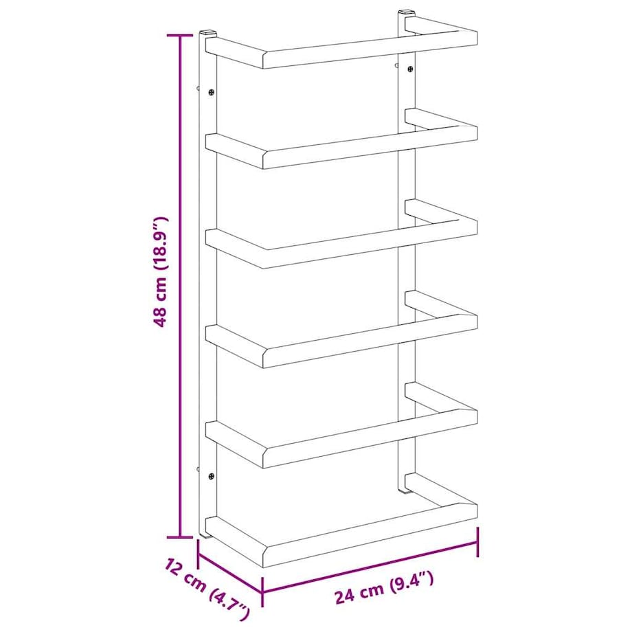 vidaXL Stojak na ręcznik, czarny, 24x12x48 cm, stalowy