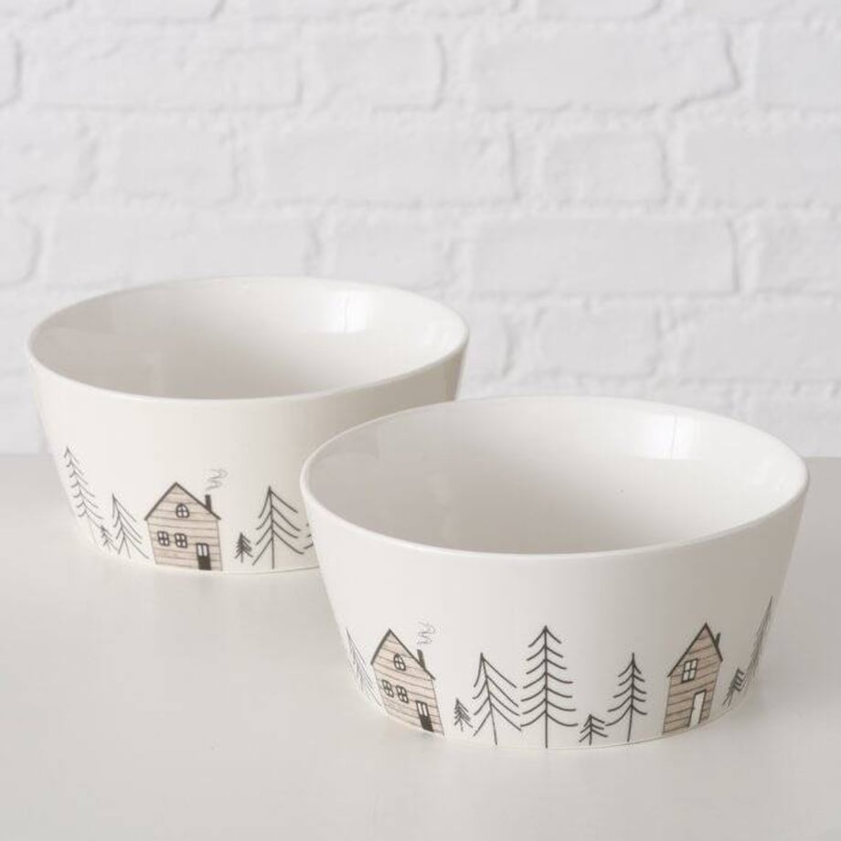Miseczka z zimowym motywem choinek HOMEWOOD, Ø15 cm