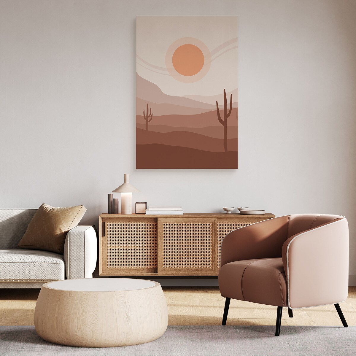 Obraz Zachód Słońca Kaktusy Boho 30x40cm
