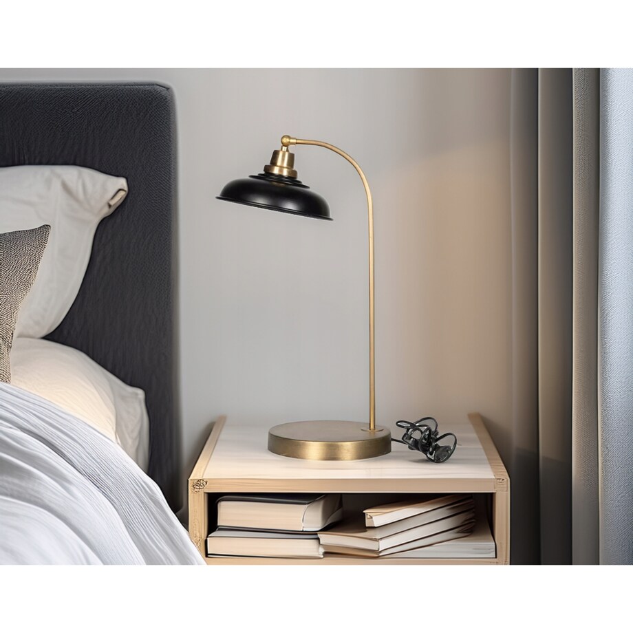 LAMPA STOŁOWA DUŻA 52cm złota czarna stojąca nocna do salonu E27 wysoka