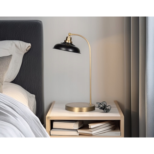 LAMPA STOŁOWA DUŻA 52cm złota czarna stojąca nocna do salonu E27 wysoka