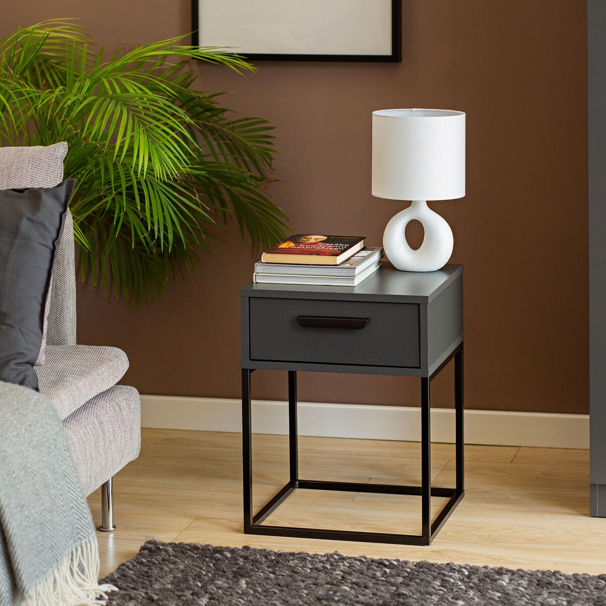 Konsimo RECTUS Zestaw stolików nocnych 2szt.w kolorze antracytowym