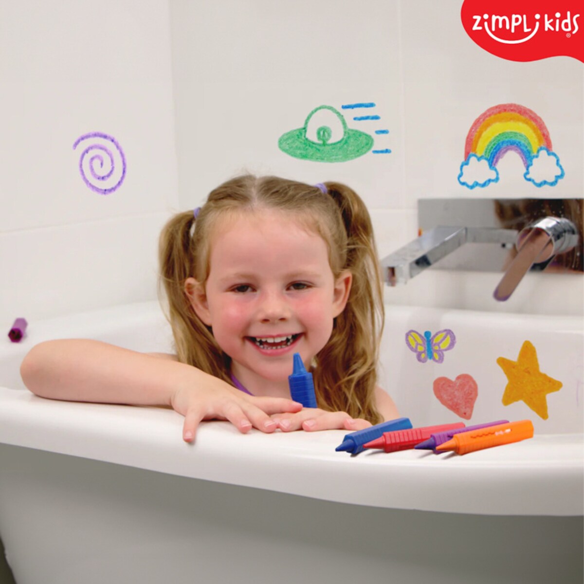 Kredki do kąpieli dla dzieci do malowania wanny 6 kolorów Baff Crayons 3+ Zimpli Kids