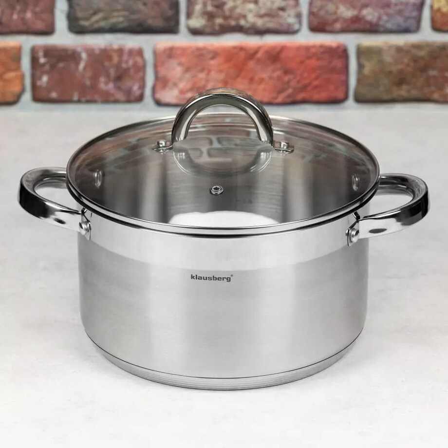 Garnek stalowy z pokrywką indukcja gaz 11.5L 30cm KLAUSBERG