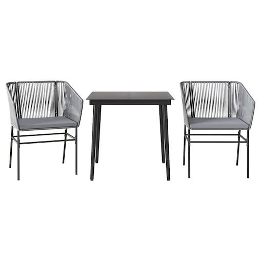 vidaXL 3-częściowy zestaw ogrodowy z poduszkami szary polirattan szkło