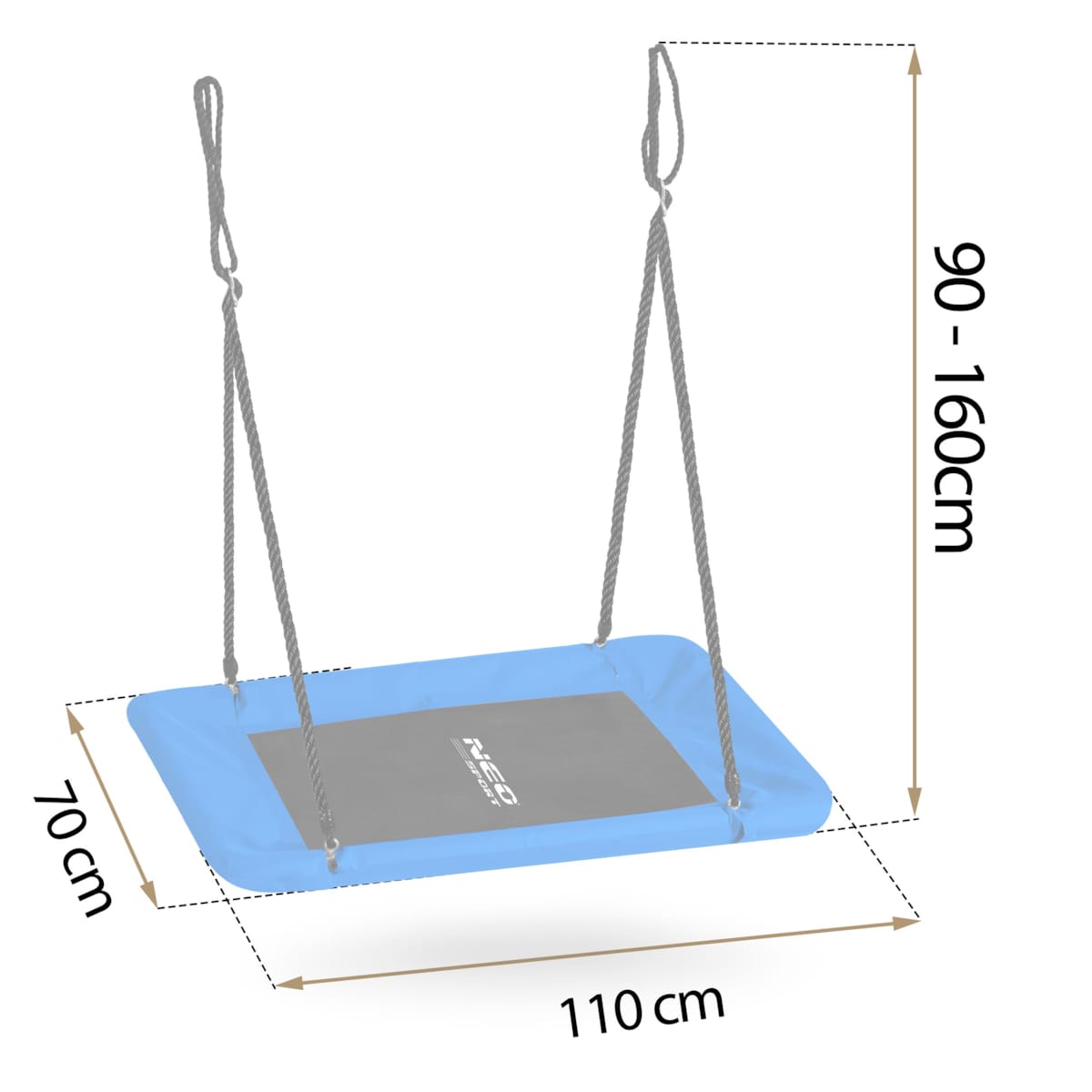 Huśtawka ogrodowa Neo-Sport bocianie gniazdo fotel wiszący 110x70 cm czarno-niebieska
