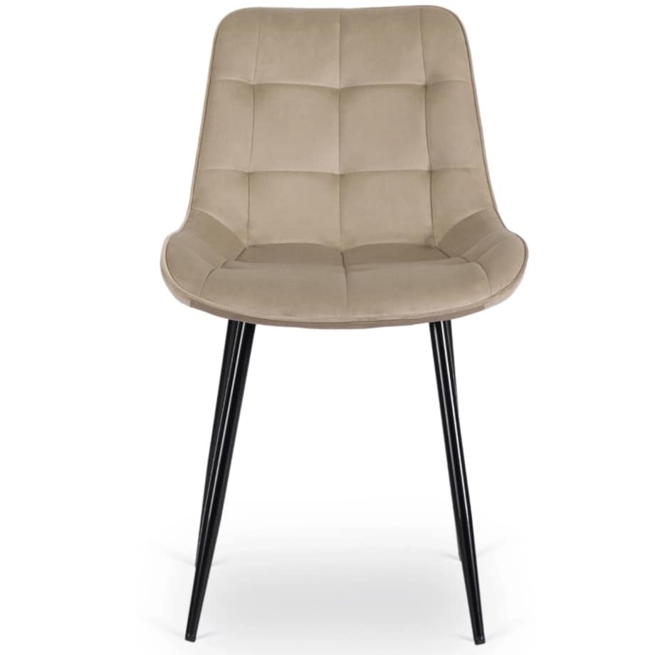 Krzesło Tapicerowane Welurowe Do Salonu Jadalni Kuchenne Beżowe CHRIS