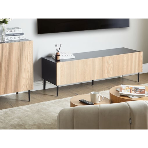 Szafka RTV BLYTHE Drewno Brązowy/ czarny