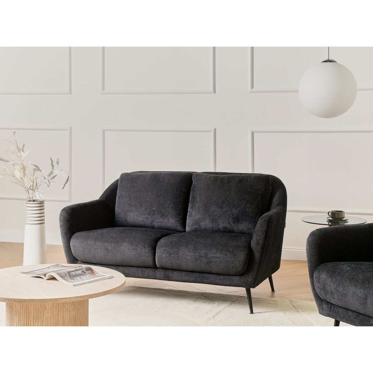 Sofa dla 2 osób EIBY Szenil Czarny