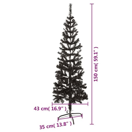 vidaXL Smukła choinka, czarna, 150 cm